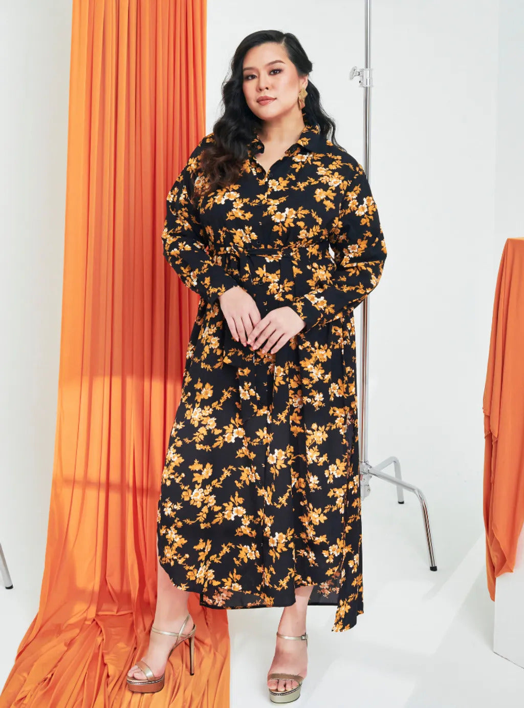 Longline Printed Shirt Dress - The Flower Series