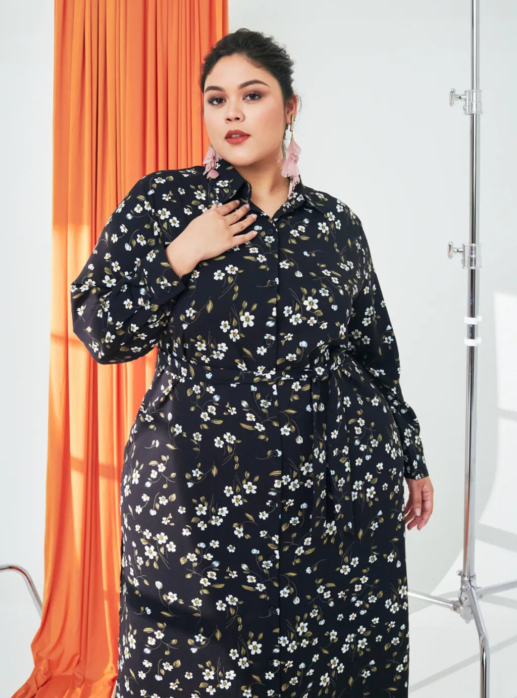 Longline Printed Shirt Dress - The Garden Series