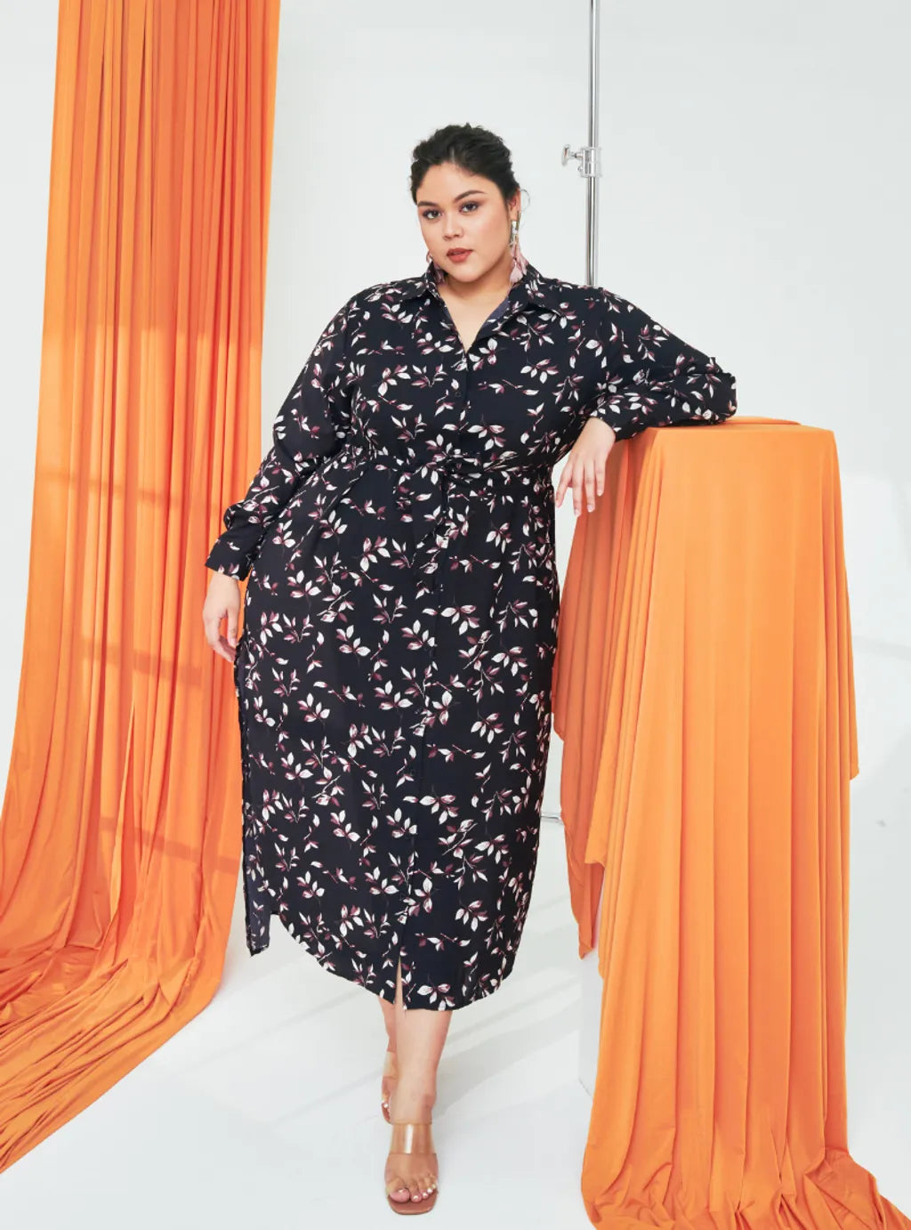Longline Printed Shirt Dress - The Garden Series