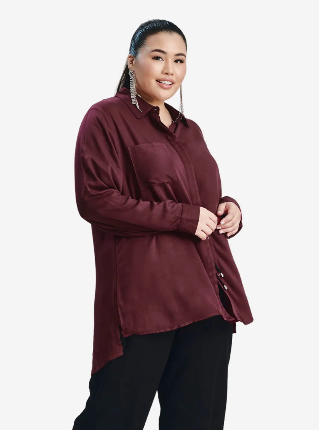 Curva Fabulous - Kemeja Basic Slim Fit Shirt - CURVA FABULOUS INDONESIA - Shirts & Tops