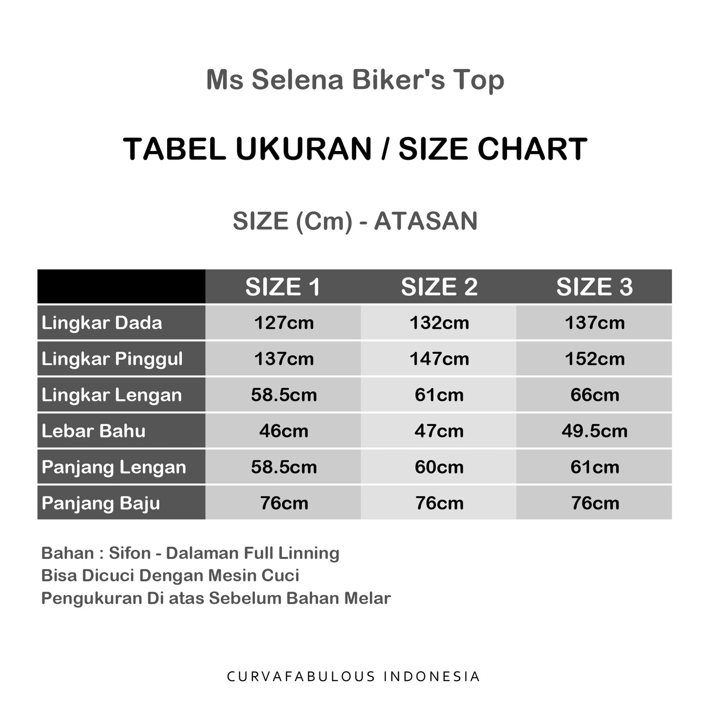 Curva Fabulous - Ms Selena Biker'S Top - CURVA FABULOUS INDONESIA - Shirts & Tops