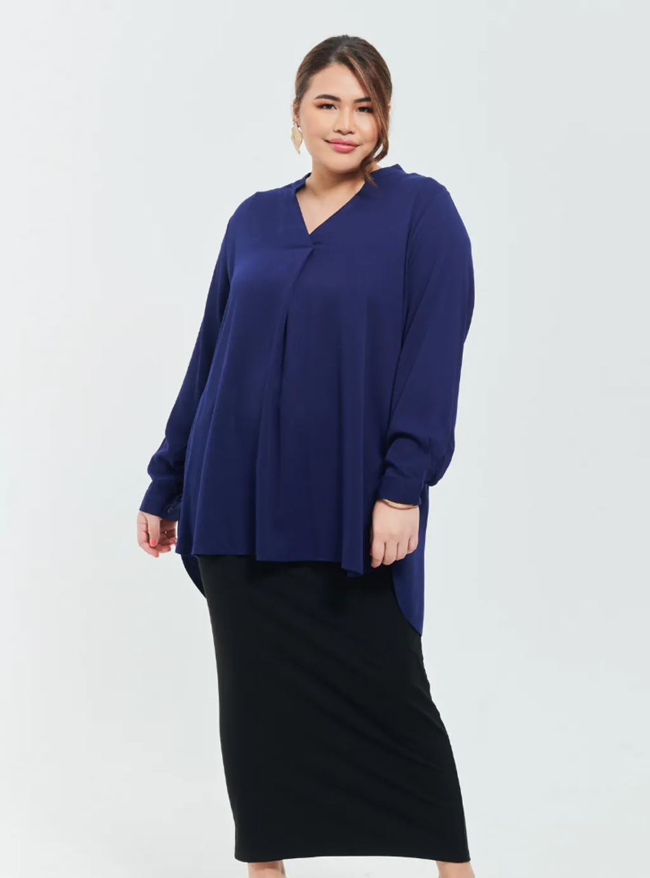 Kemeja Mandarin Collar Oversized Shirt - Blue Series