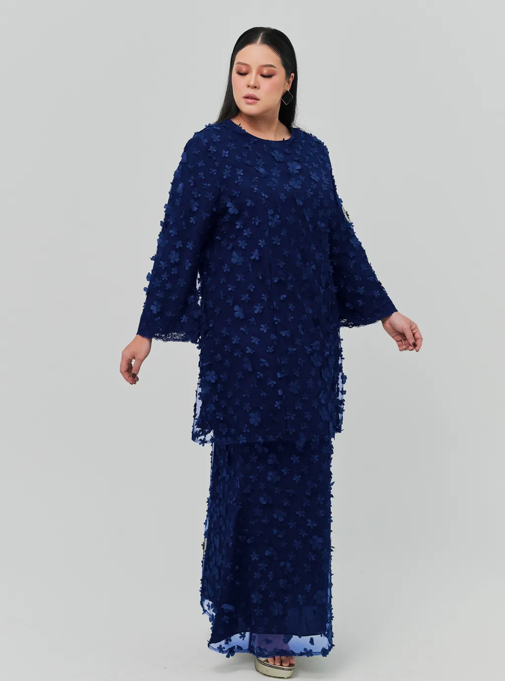 Setelan Tun Sharifah 3D Flower Lace Kurung