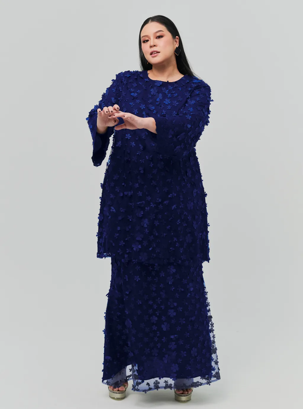 Setelan Tun Sharifah 3D Flower Lace Kurung