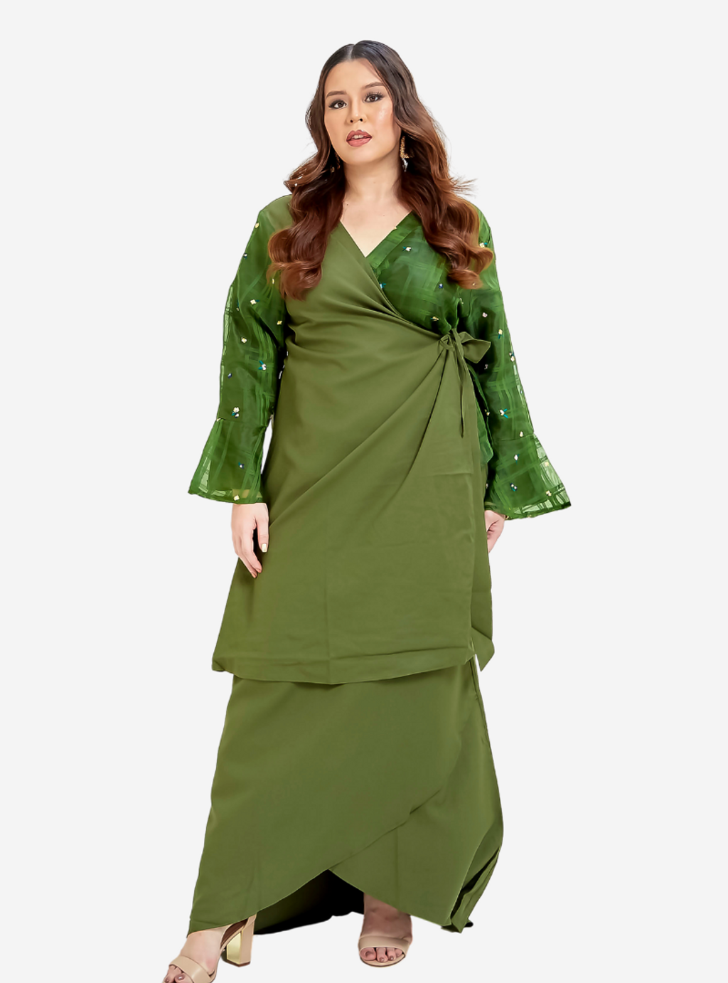 Curva Fabulous - Nelisa Organdy Wrap Kurung Set - CURVA FABULOUS INDONESIA - Outfit Sets