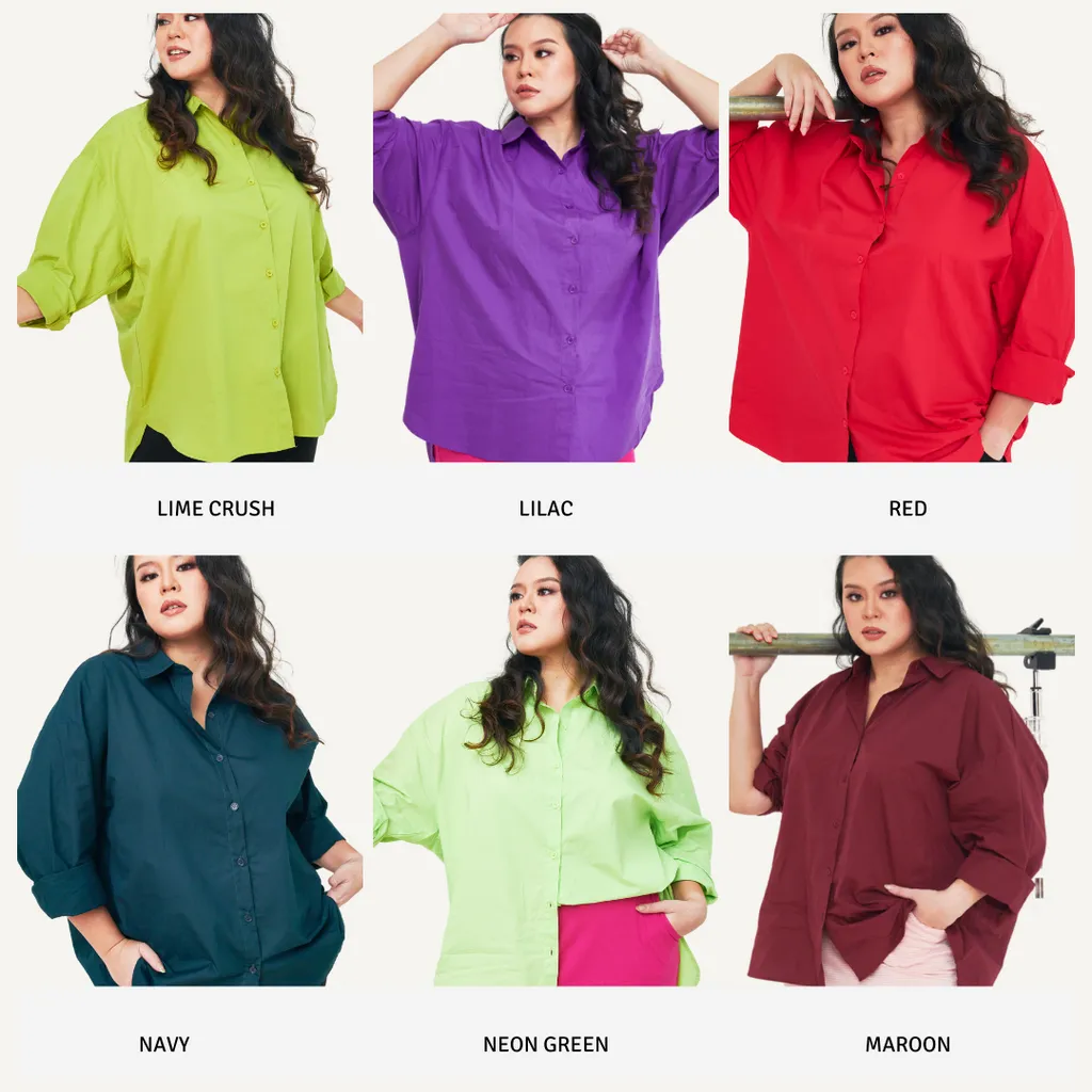 Kemeja Dropped Shoulder Oversize Shirt - Neon Palette