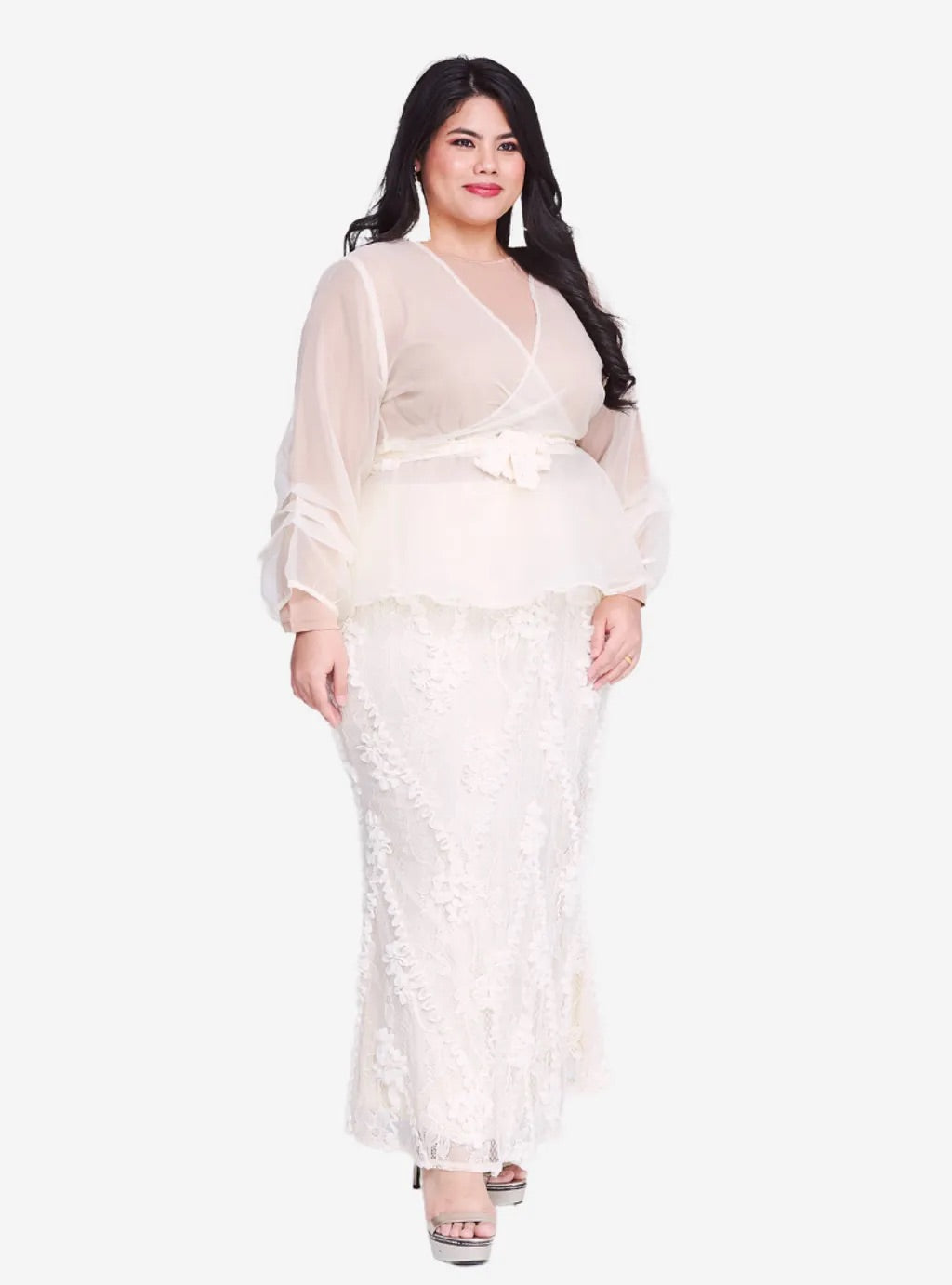 Curva Fabulous - Setelan Puff Sleeve Organza Lace - CURVA FABULOUS INDONESIA - Outfit Sets