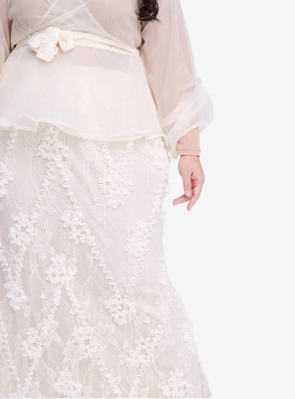 Curva Fabulous - Setelan Puff Sleeve Organza Lace - CURVA FABULOUS INDONESIA - Outfit Sets