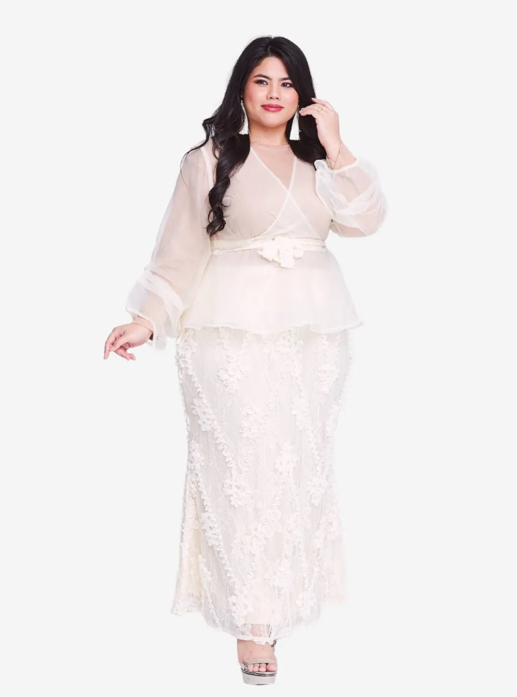 Curva Fabulous - Setelan Puff Sleeve Organza Lace - CURVA FABULOUS INDONESIA - Outfit Sets