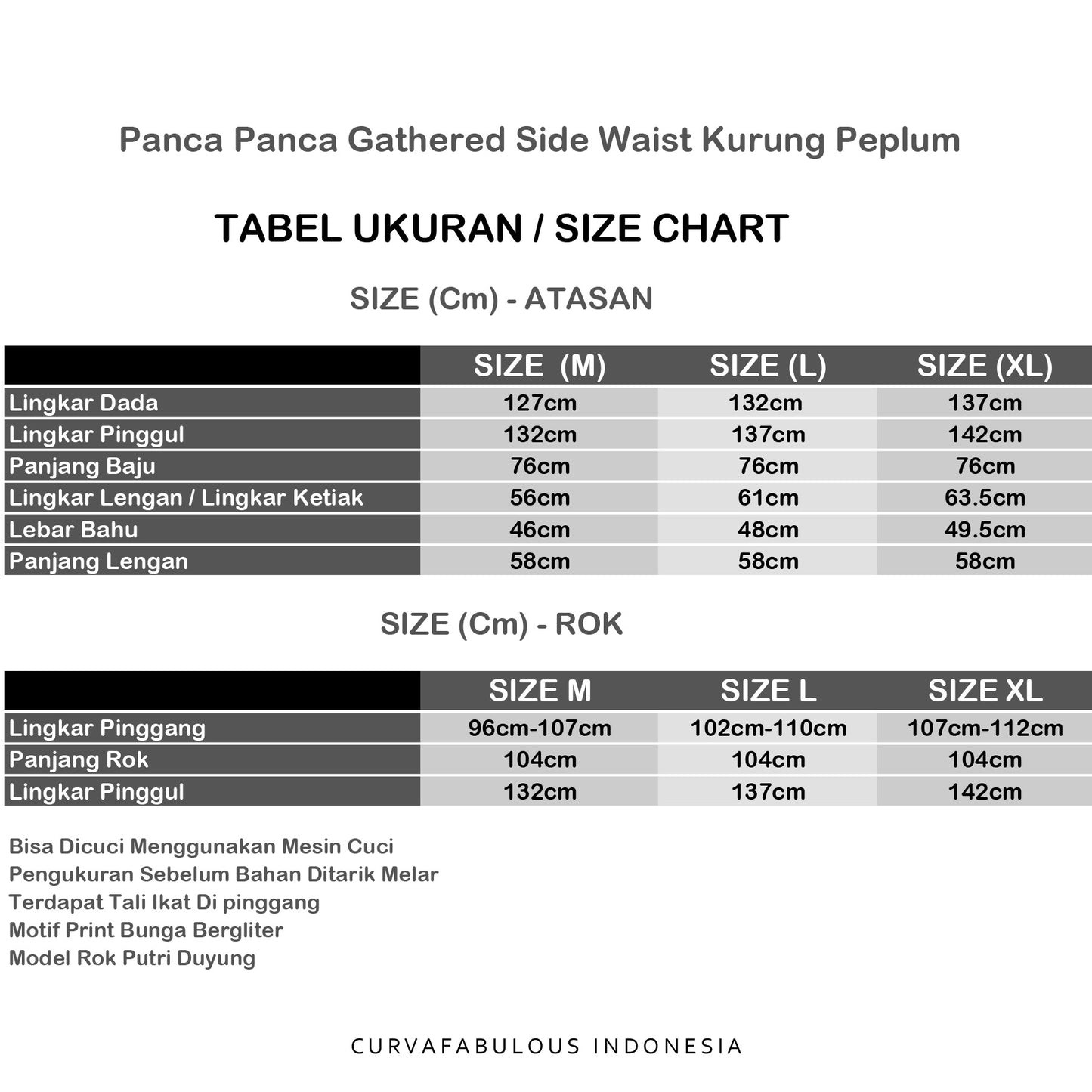Panca Panca Gathered Side Waist Kurung Peplum