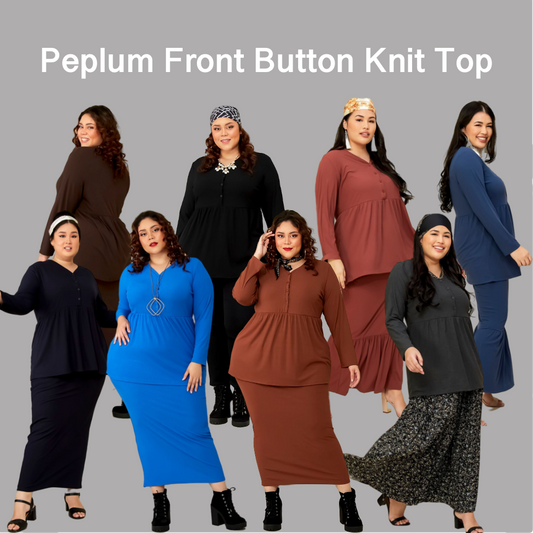 Peplum Button Front Knit Top