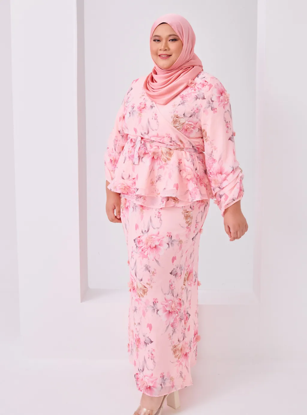 Tun Hamidah 3D Fleur Chiffon Wrap Kurung