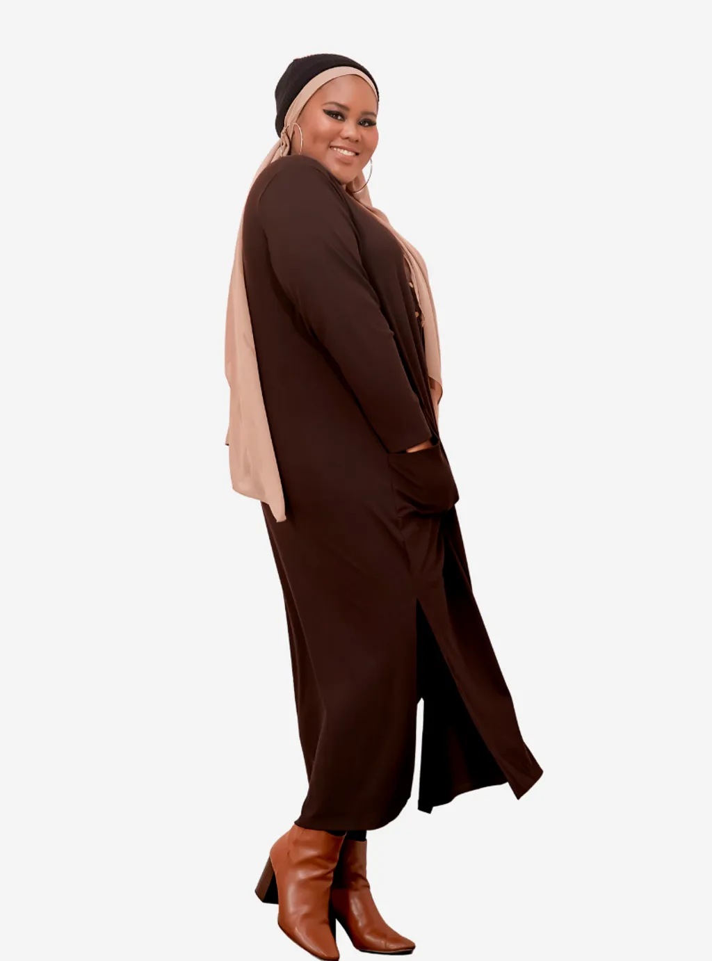 Curva Fabulous - Plus Size Knitted Krishna Front Button Slit Dress - CURVA FABULOUS INDONESIA - Dresses