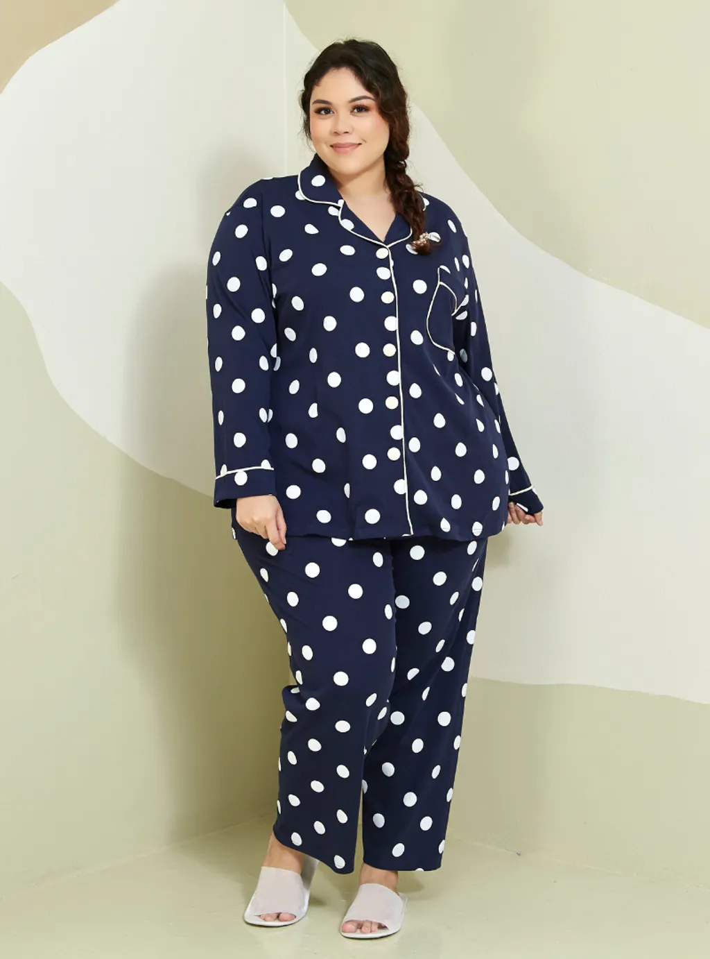 Curva Fabulous - Polka Dotted Premium Cotton Pyjamas - CURVA FABULOUS INDONESIA - Pajamas