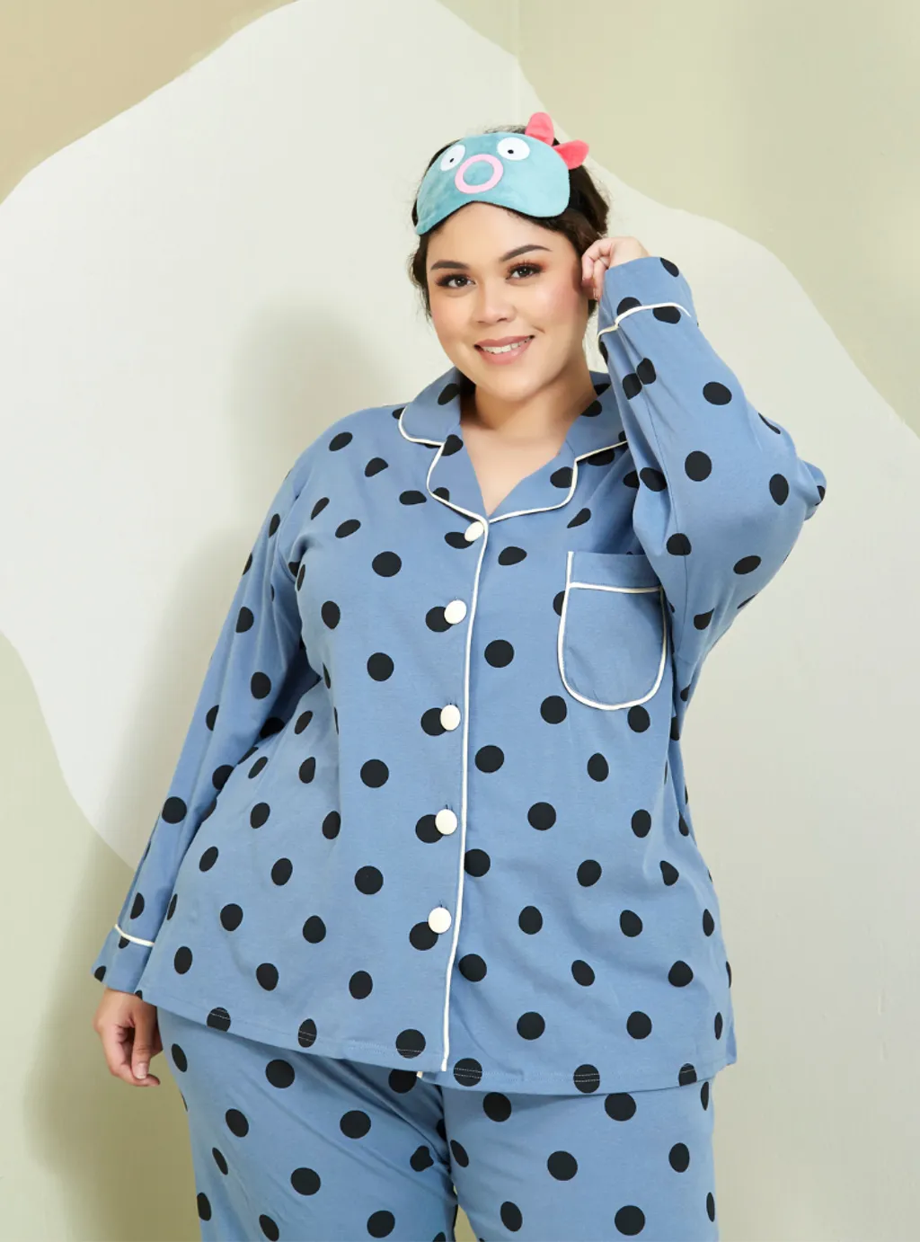 Curva Fabulous - Polka Dotted Premium Cotton Pyjamas - CURVA FABULOUS INDONESIA - Pajamas