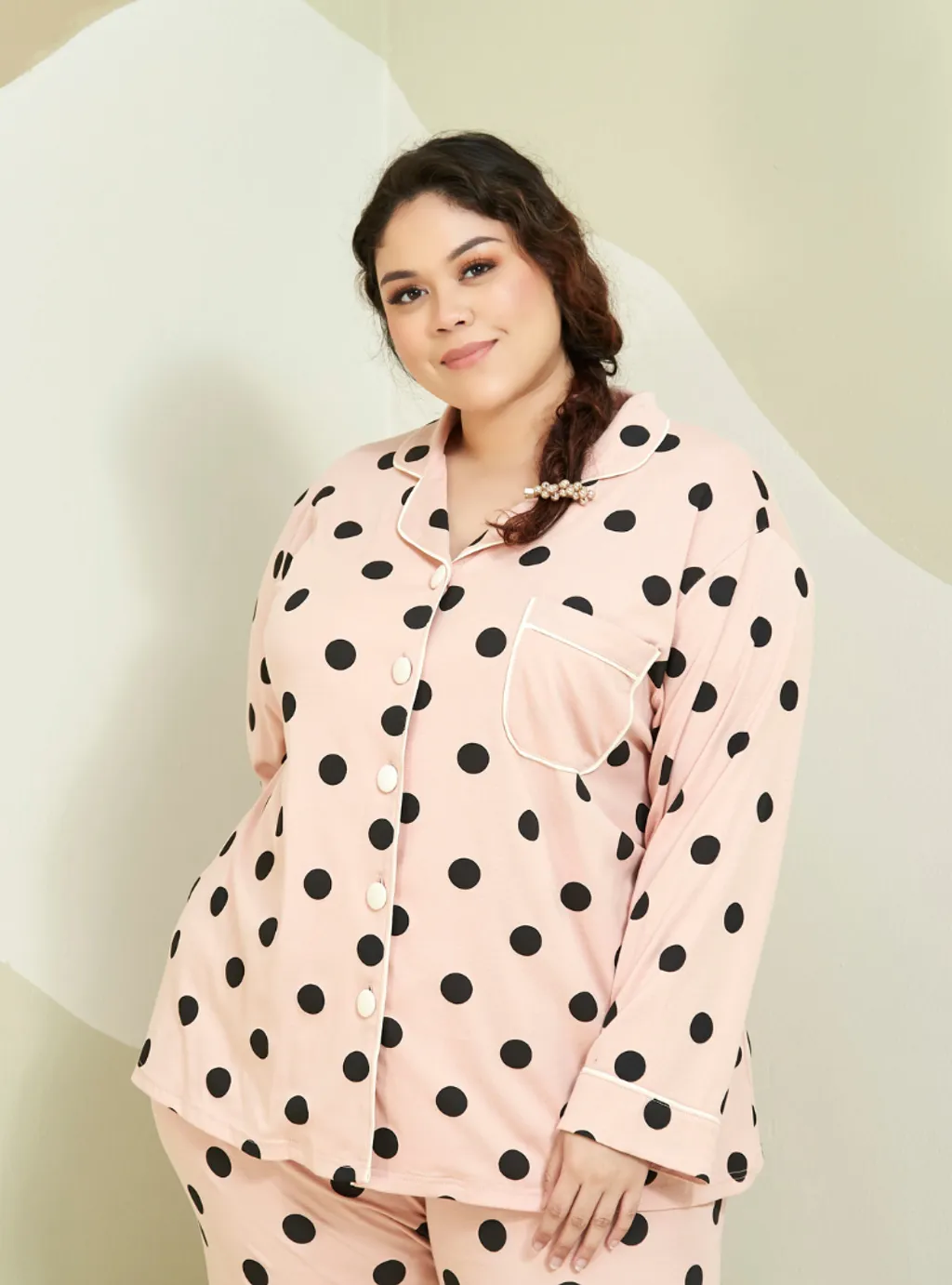 Curva Fabulous - Polka Dotted Premium Cotton Pyjamas - CURVA FABULOUS INDONESIA - Pajamas