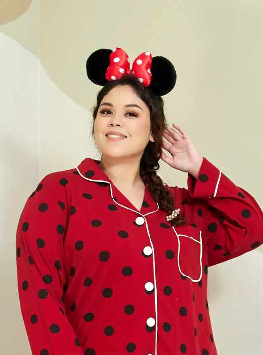 Curva Fabulous - Polka Dotted Premium Cotton Pyjamas - CURVA FABULOUS INDONESIA - Pajamas
