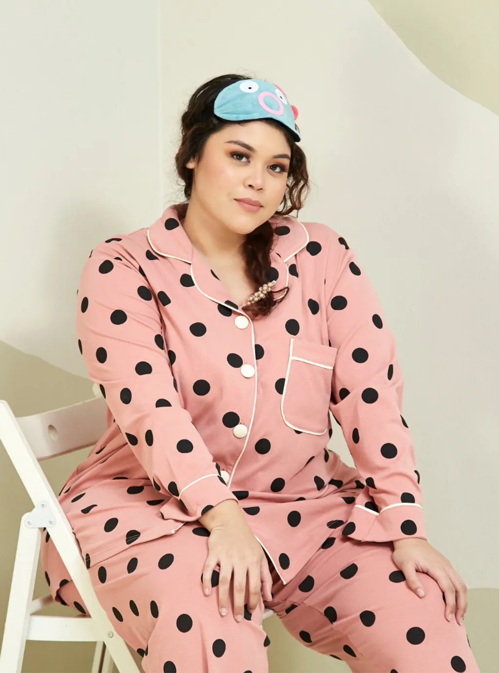 Curva Fabulous - Polka Dotted Premium Cotton Pyjamas - CURVA FABULOUS INDONESIA - Pajamas