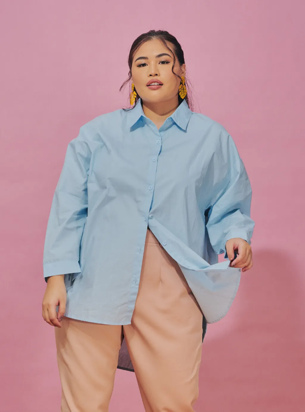 Curva Fabulous - Dropped Shoulder Oversized Shirt - The Bloo Series - CURVA FABULOUS INDONESIA - Shirts & Tops