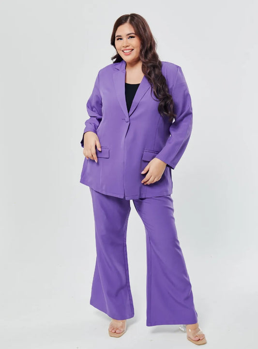 Set Lapel Collar Blazer with Bootcut Tuxedo Pants