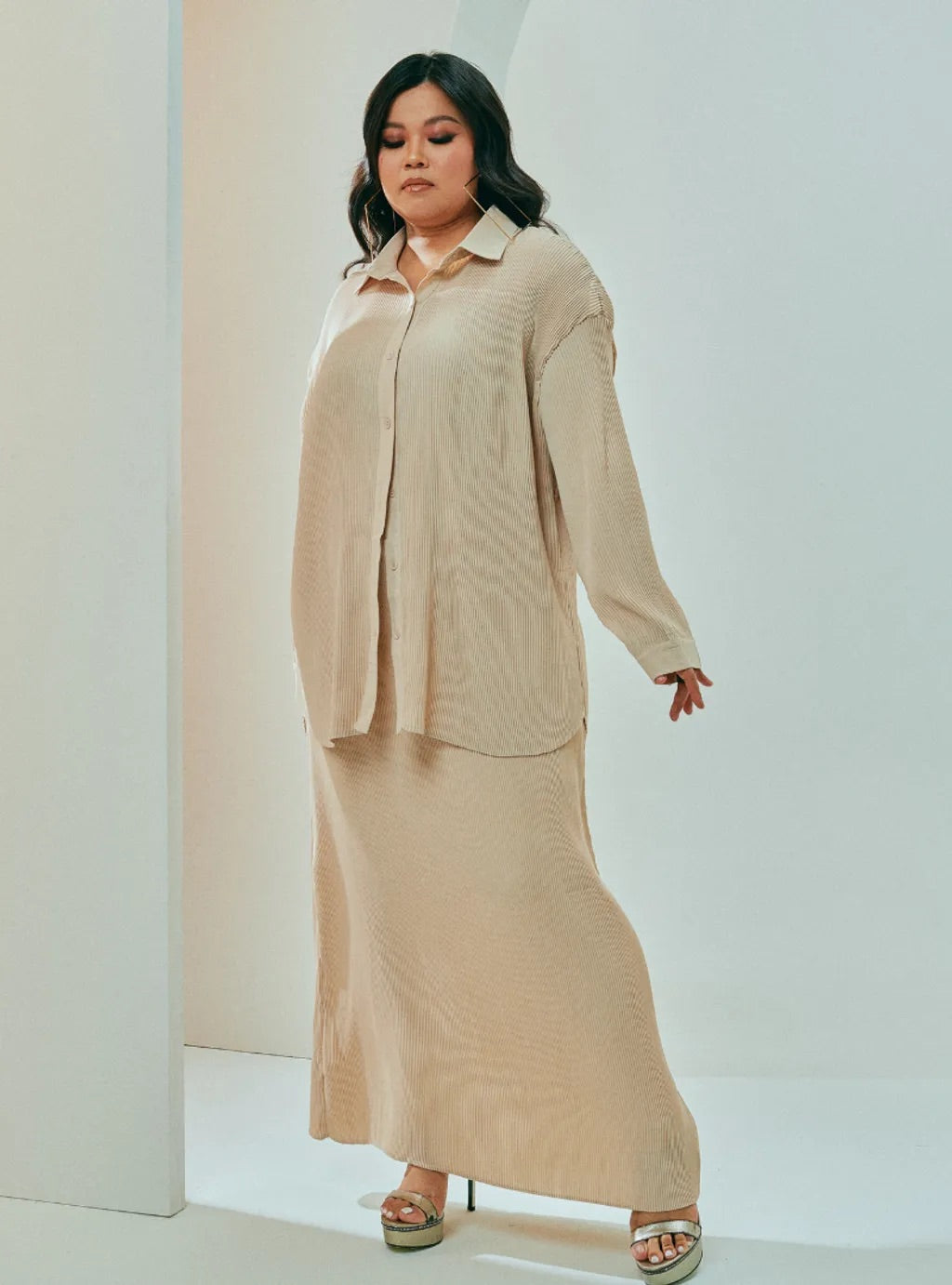 Tun Izzah Pleated Co-ord Set Earthy