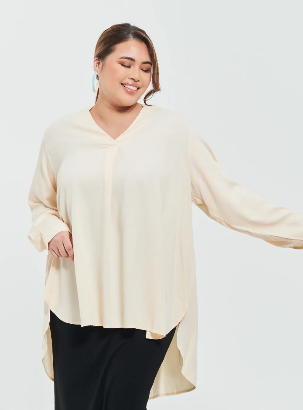 Kemeja Mandarin Collar Oversized shirt - Earthy Tone