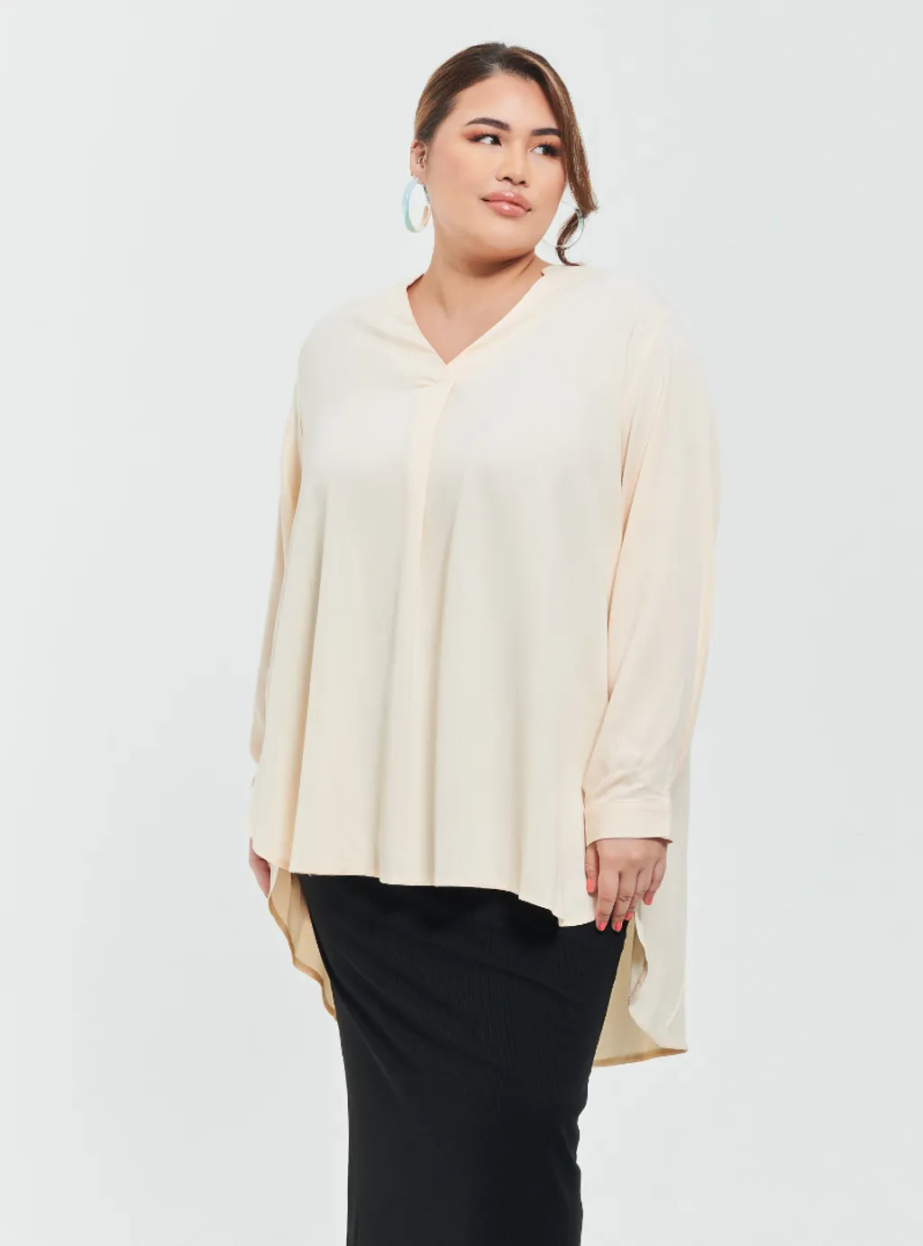 Kemeja Mandarin Collar Oversized shirt - Earthy Tone
