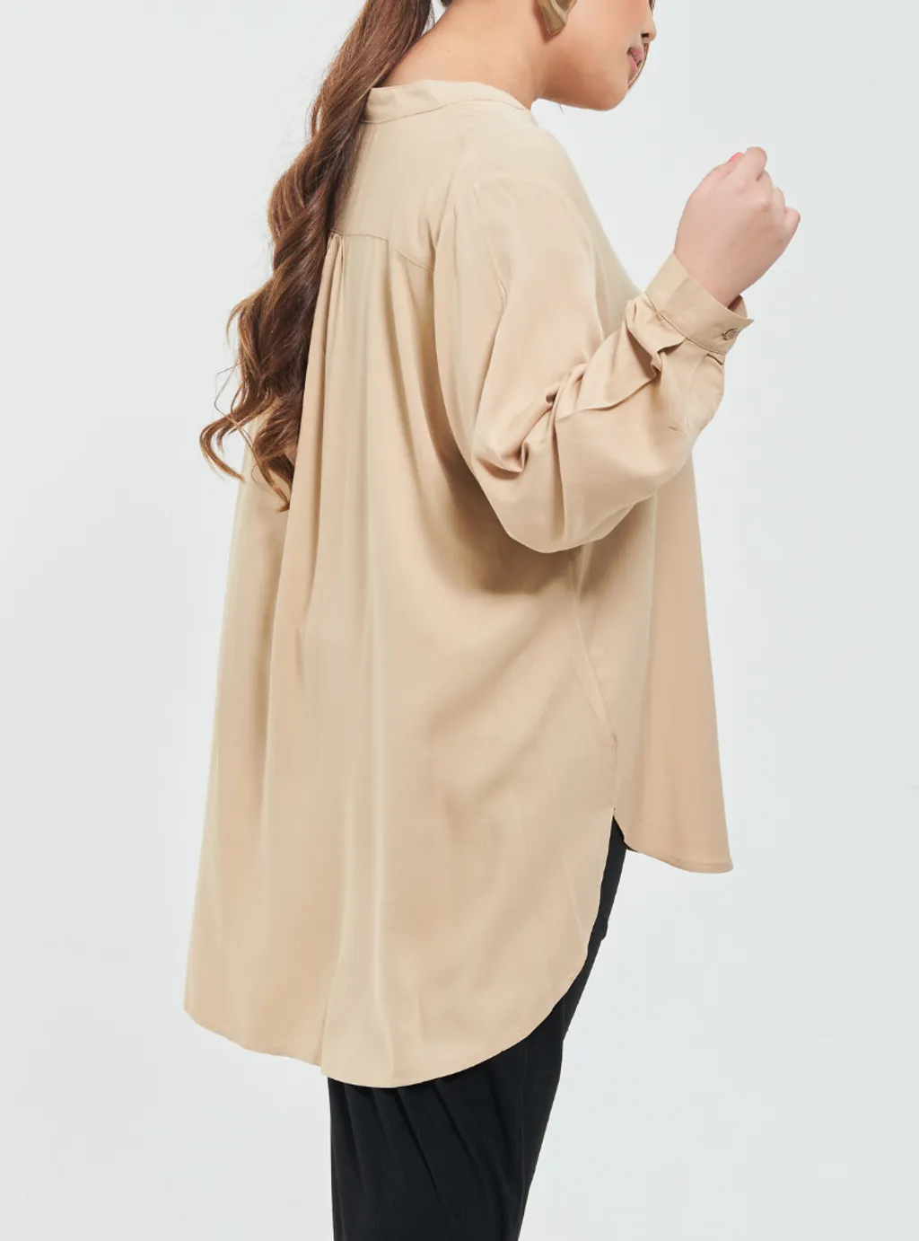 Kemeja Mandarin Collar Oversized shirt - Earthy Tone