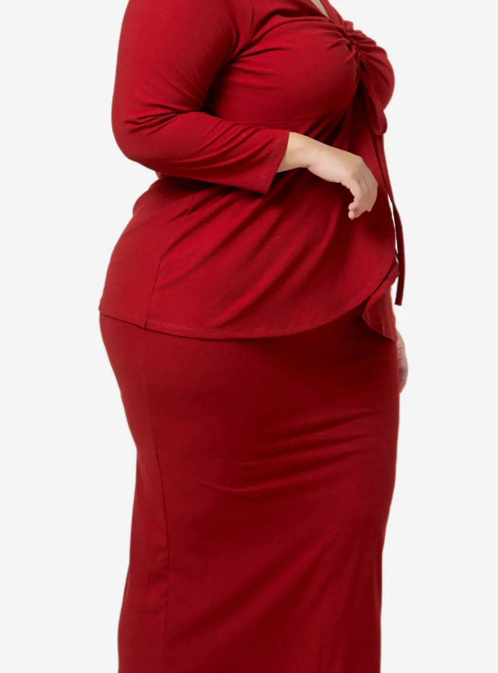 Curva Fabulous - Megan Peplum Front Ruched Kurung - CURVA FABULOUS INDONESIA - Outfit Sets