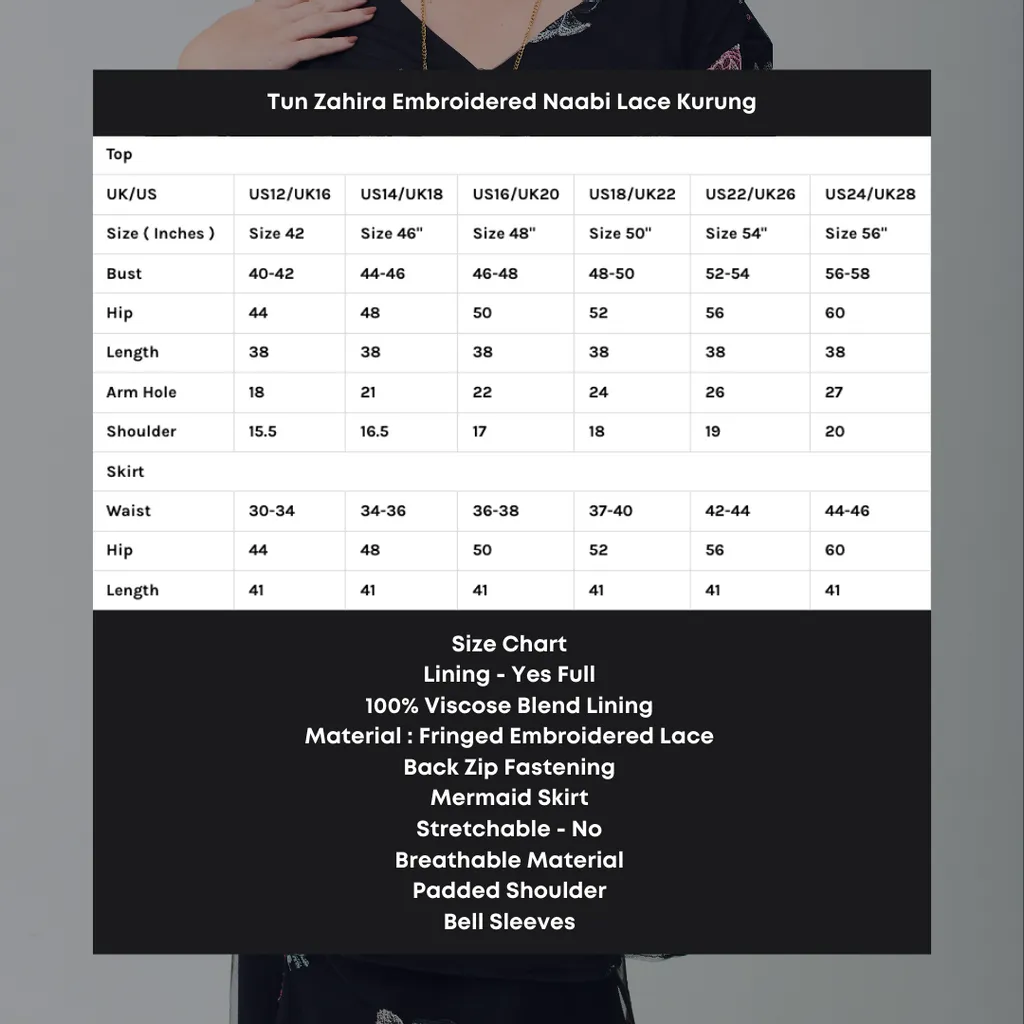 Setelan Tun Zahira Embroidered Naabi Lace Kurung