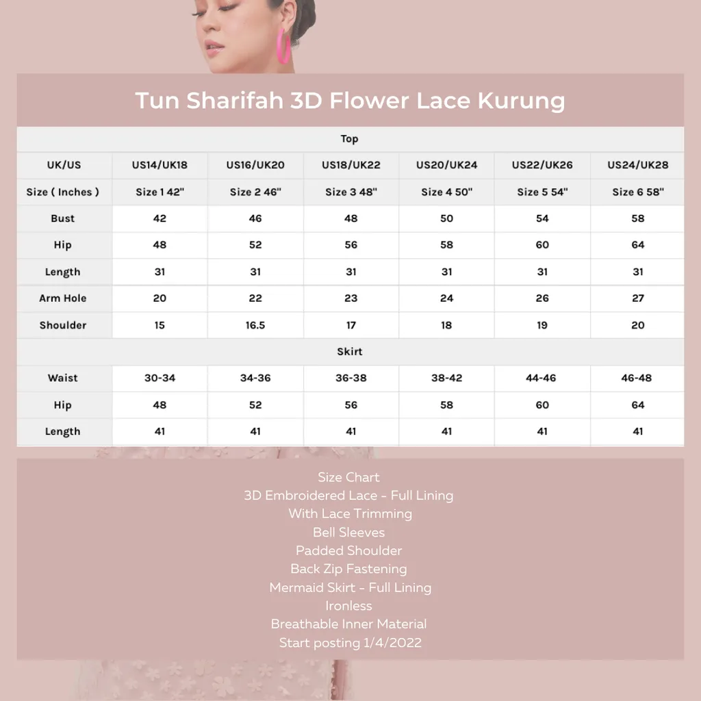 Setelan Tun Sharifah 3D Flower Lace Kurung