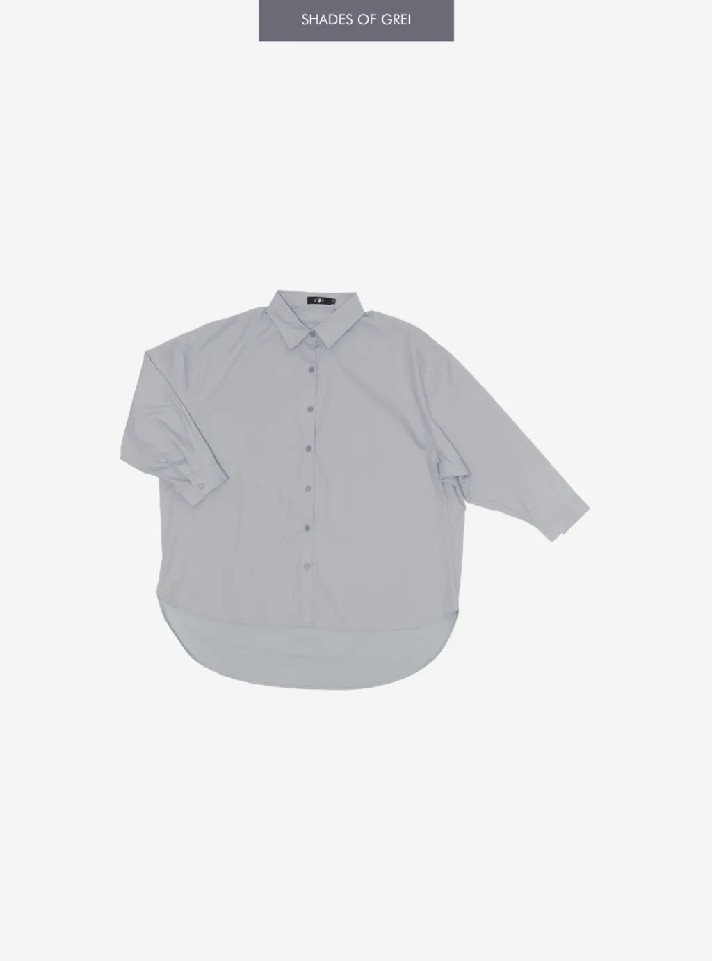 Curva Fabulous - Kemeja Dropped Shoulder Oversize Shirt - Shades Of Grey - CURVA FABULOUS INDONESIA - Shirts & Tops