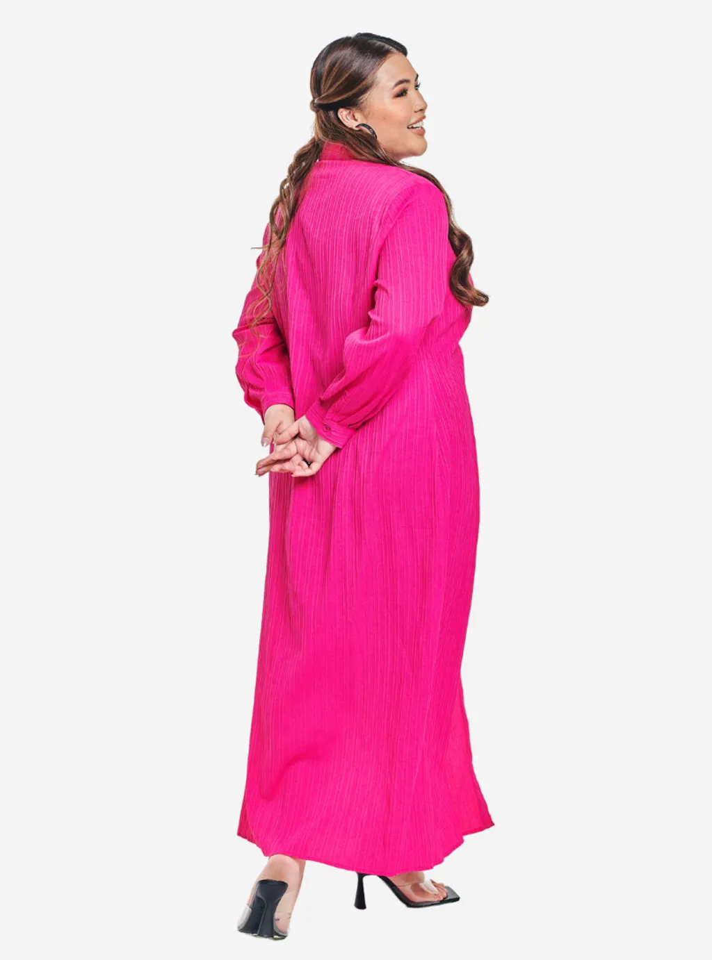 Texture Longline Ruched Shirt Dress