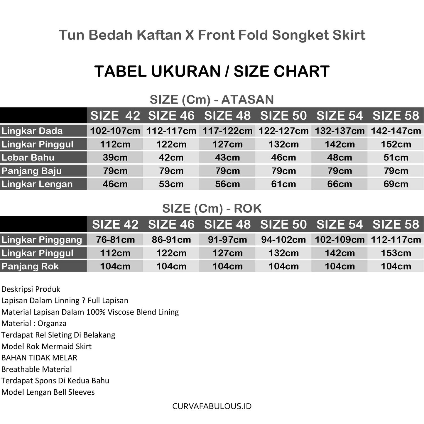 Tun Bedah Kaftan X Front Fold Songket Skirt - Selesa Lebaran