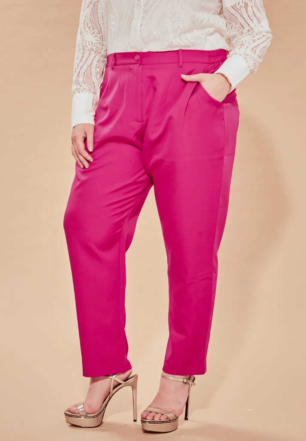 Curva Fabulous - Celana Skinny Tuxedo Pants - Nude Pink Series - CURVA FABULOUS INDONESIA -  - Pants