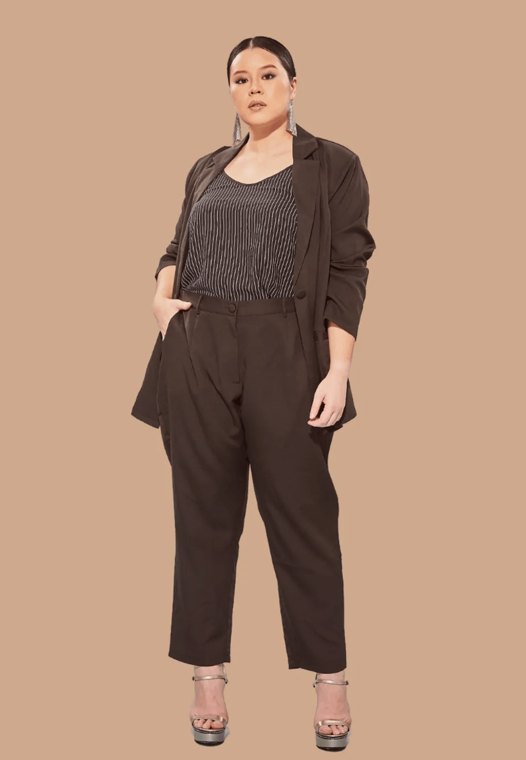 Curva Fabulous - Celana Skinny Tuxedo Pants - Nude Pink Series - CURVA FABULOUS INDONESIA -  - Pants