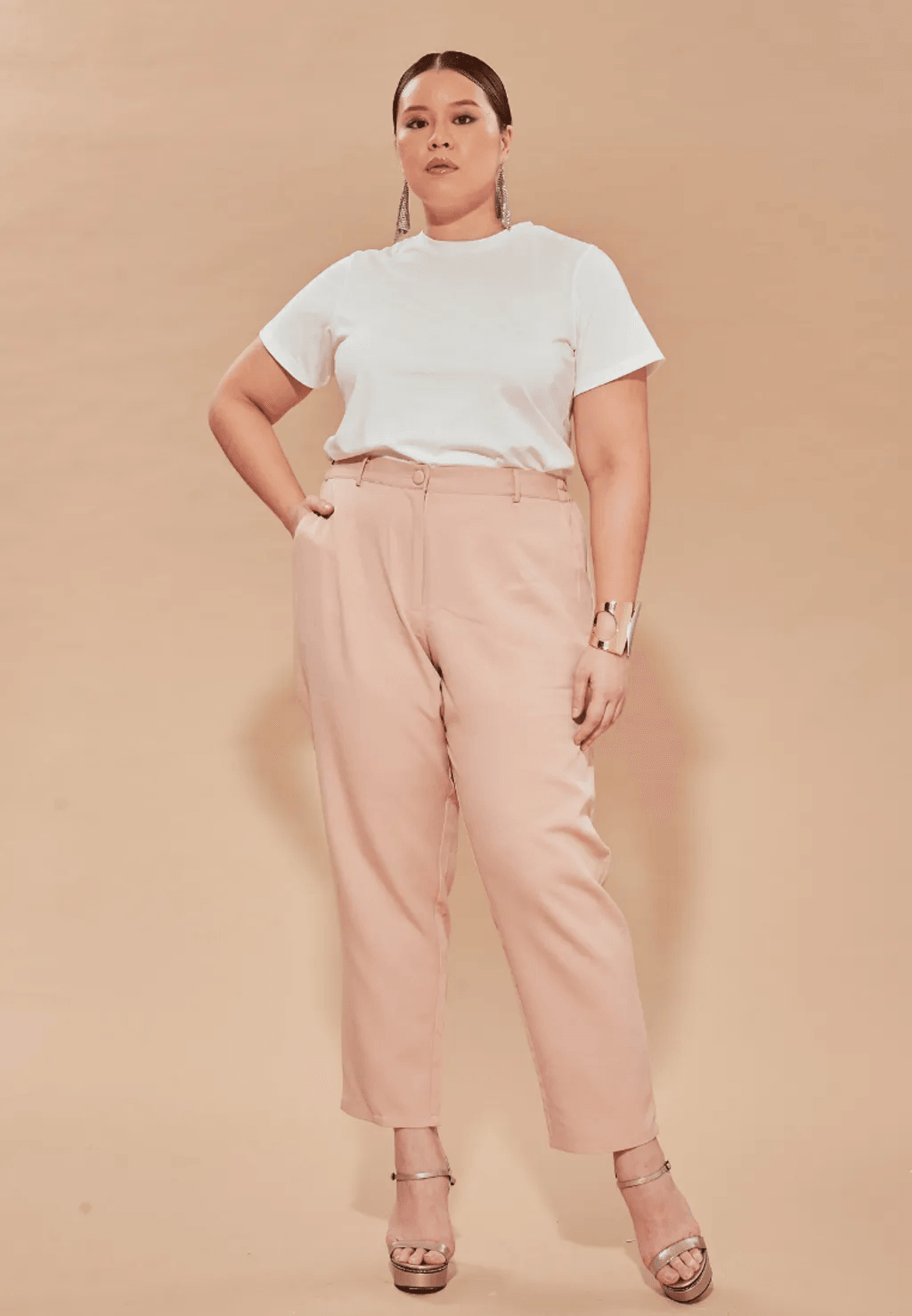 Curva Fabulous - Celana Skinny Tuxedo Pants - Nude Pink Series - CURVA FABULOUS INDONESIA -  - Pants