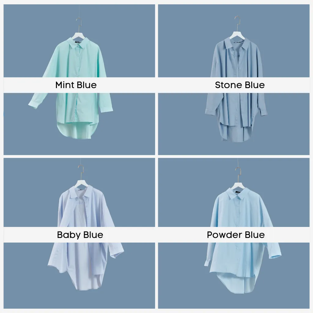 Curva Fabulous - Dropped Shoulder Oversized Shirt - The Bloo Series - CURVA FABULOUS INDONESIA - Shirts & Tops