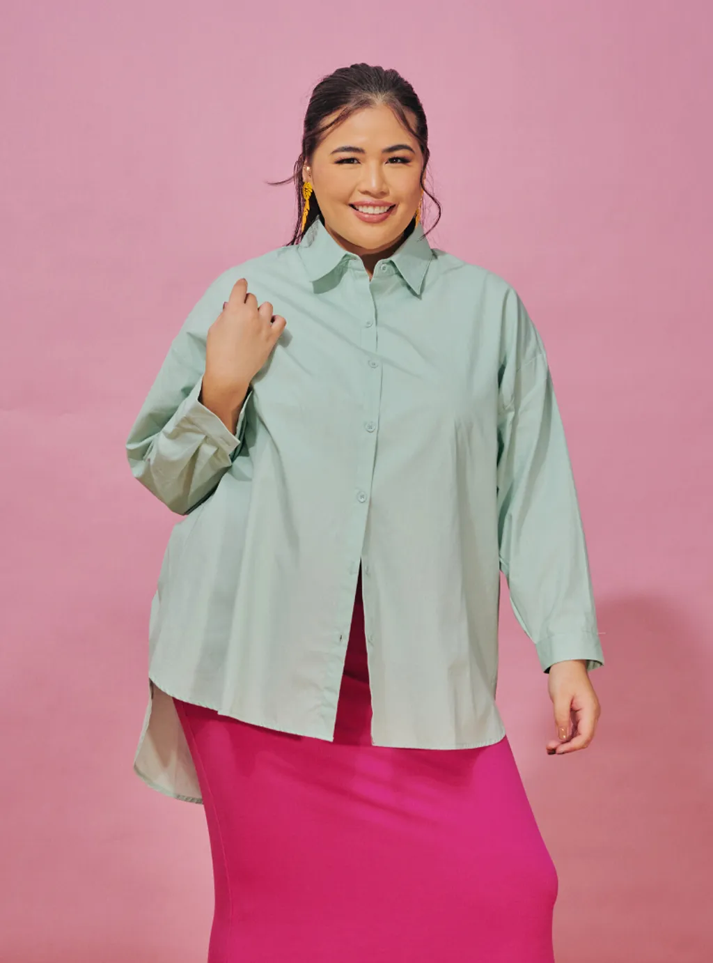 Curva Fabulous - Kemeja Dropped Shoulder Oversize Shirt - New Batch Vibrant  Green Series - CURVA FABULOUS INDONESIA - Shirts & Tops