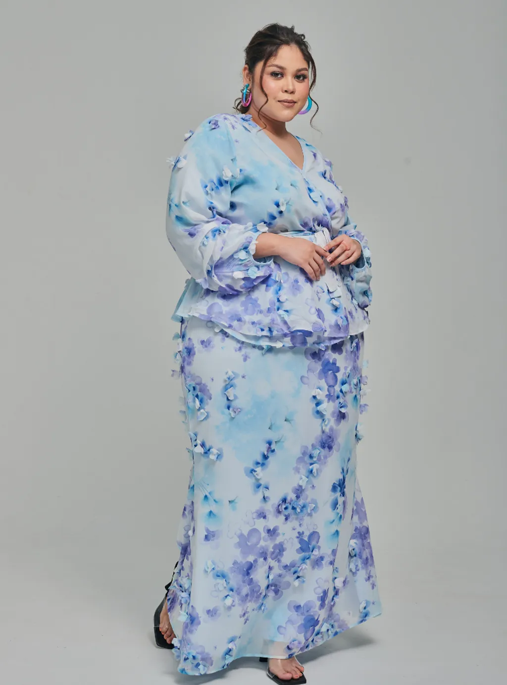 Tun Hamidah 3D Fleur Chiffon Wrap Kurung