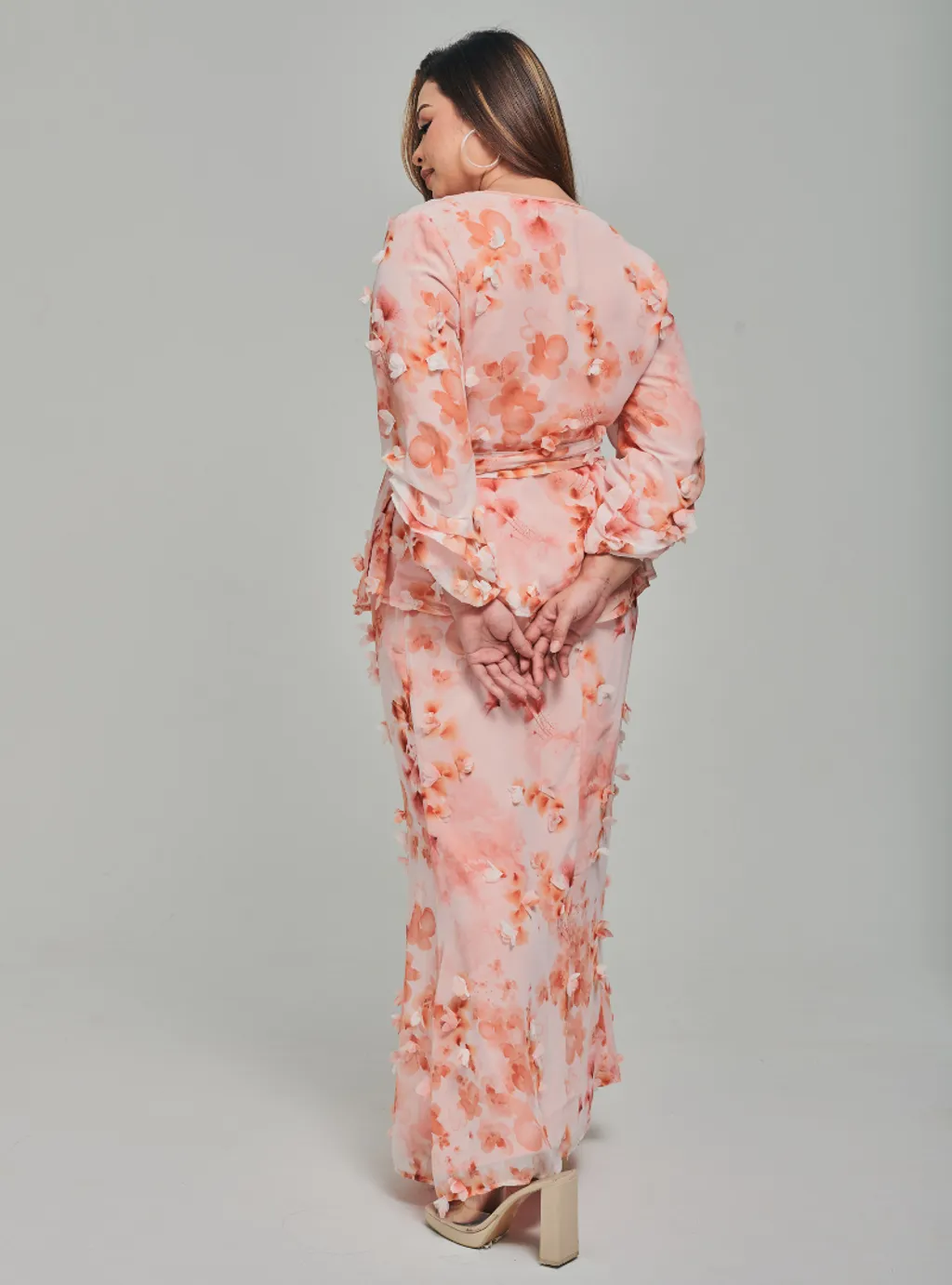 Tun Hamidah 3D Fleur Chiffon Wrap Kurung