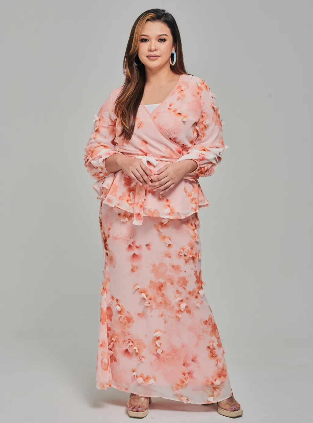 Tun Hamidah 3D Fleur Chiffon Wrap Kurung