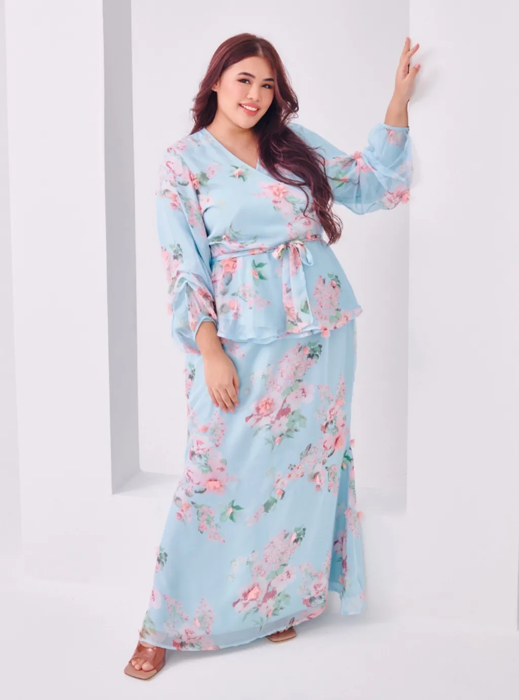 Tun Hamidah 3D Fleur Chiffon Wrap Kurung