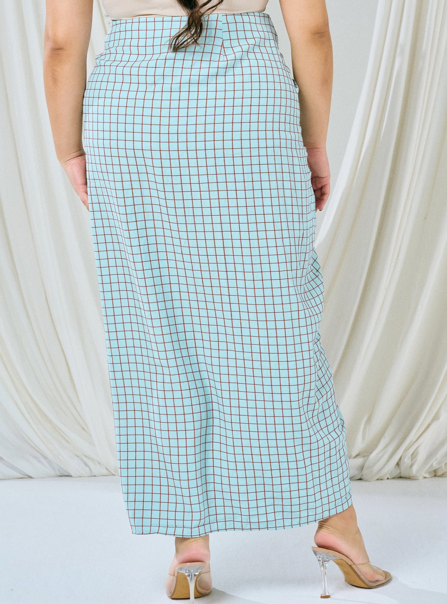 PO HENING LEBARAN - Melly Instant Pario Wrap Skirt Only - Brick Line Checked