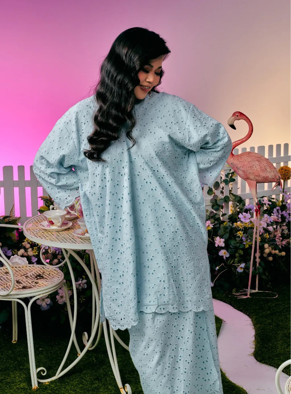 PO TUN YASMIN Raya Embroidered Eyelet Oversize Kurung