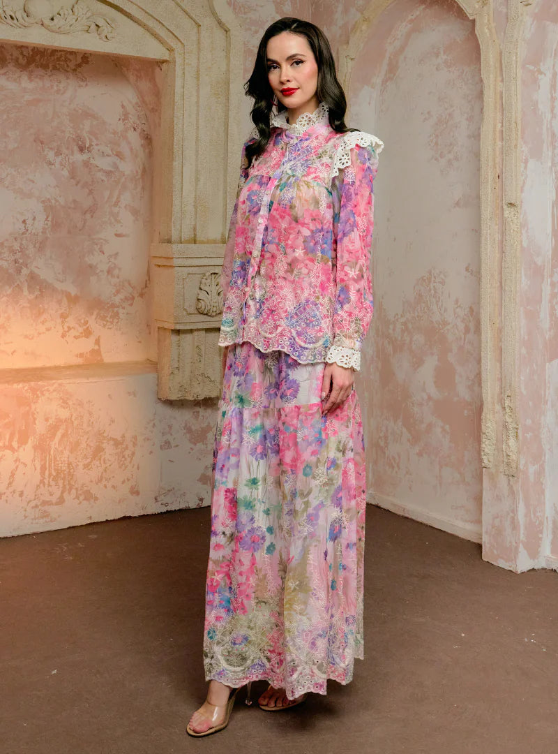 Setelan Leah Floral Ruffled Kurung