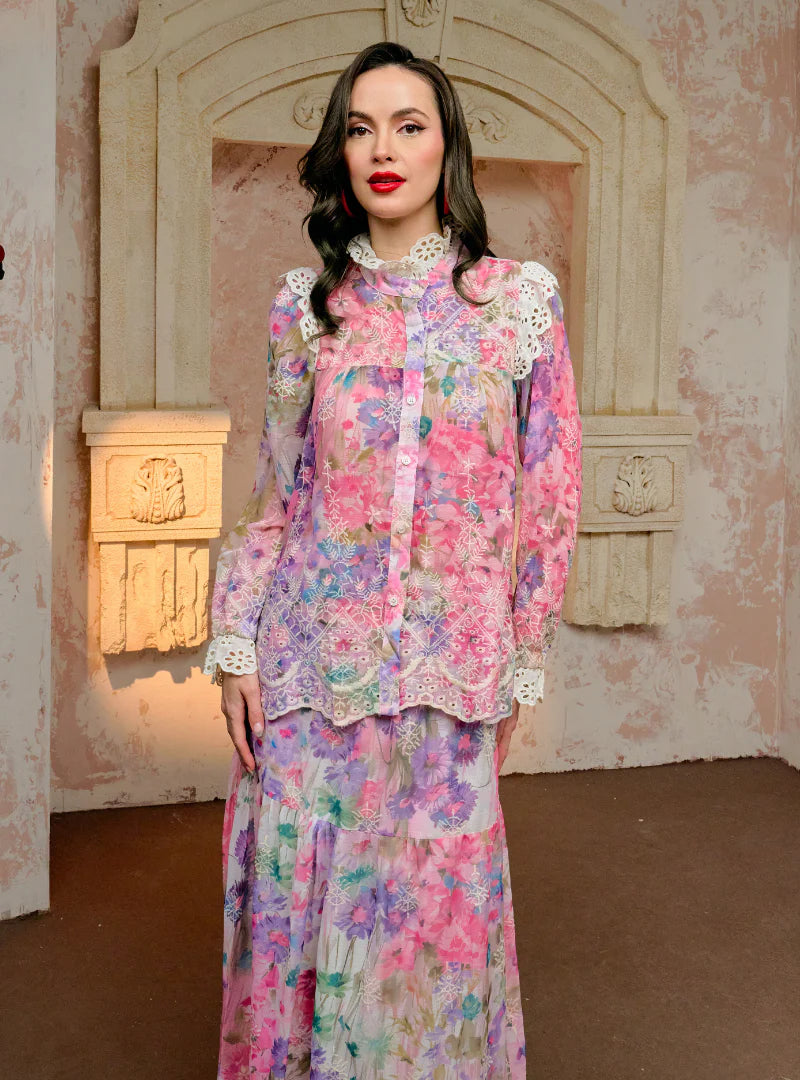 Setelan Leah Floral Ruffled Kurung