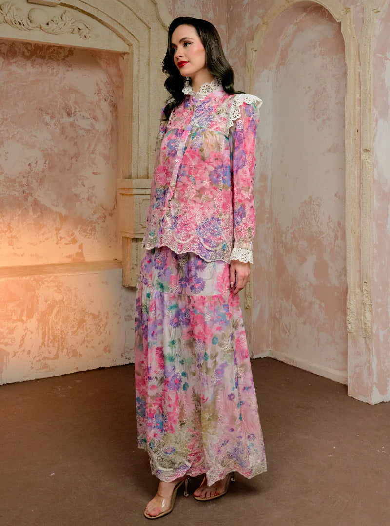 Setelan Leah Floral Ruffled Kurung