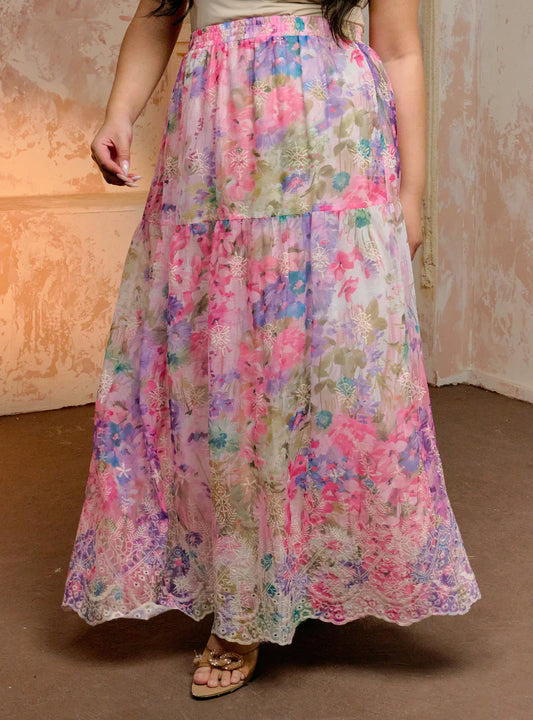 Setelan Leah Floral Ruffled Kurung