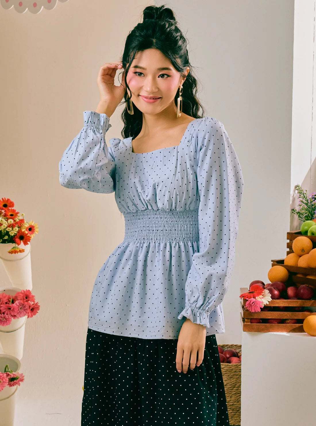 PO Kenna Smocked Peplum Top